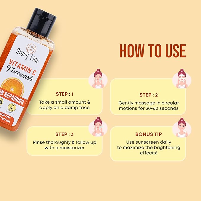 STORY LINE PROFESSIONAL VITAMIN C Brightening & Skin Repair Facewash 100ml - Image 5