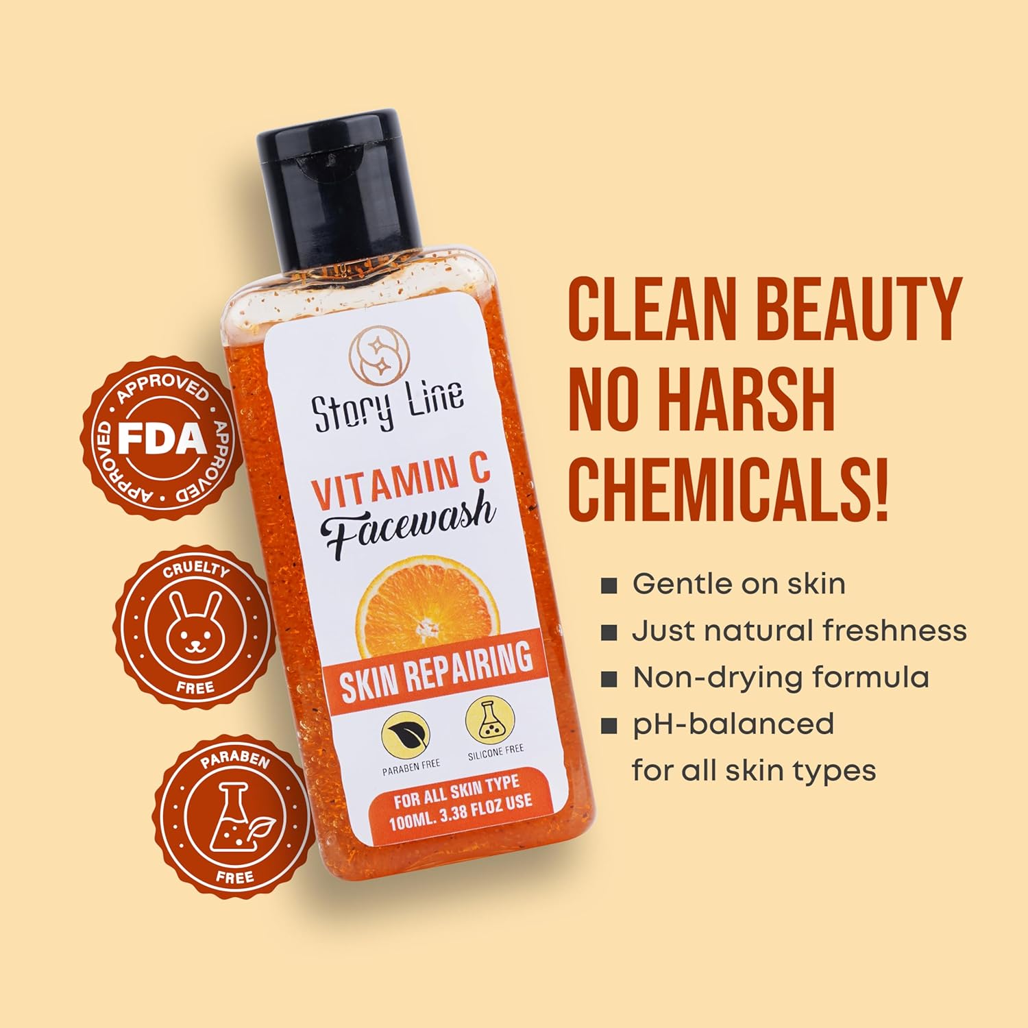 STORY LINE PROFESSIONAL VITAMIN C Brightening & Skin Repair Facewash 100ml - Image 4